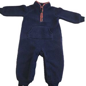 Carter's Boy's Blue Long‎ Sleeve Sherpa Fleece One Piece Outfit Size 12 Months